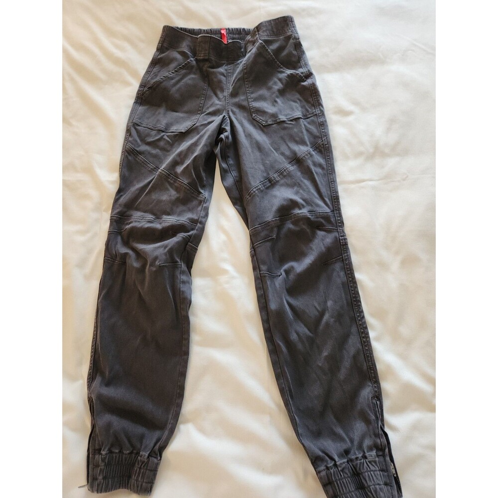 ​Spanx Stretch Twill Cargo Joggers Medium Charcoal Grey Zip Ankle Utility Pants